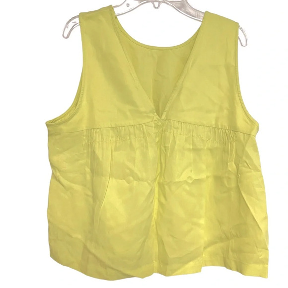 LOFT Sleeveless Vneck Top Blouse Bright Neon Yellow Small - Picture 2 of 8